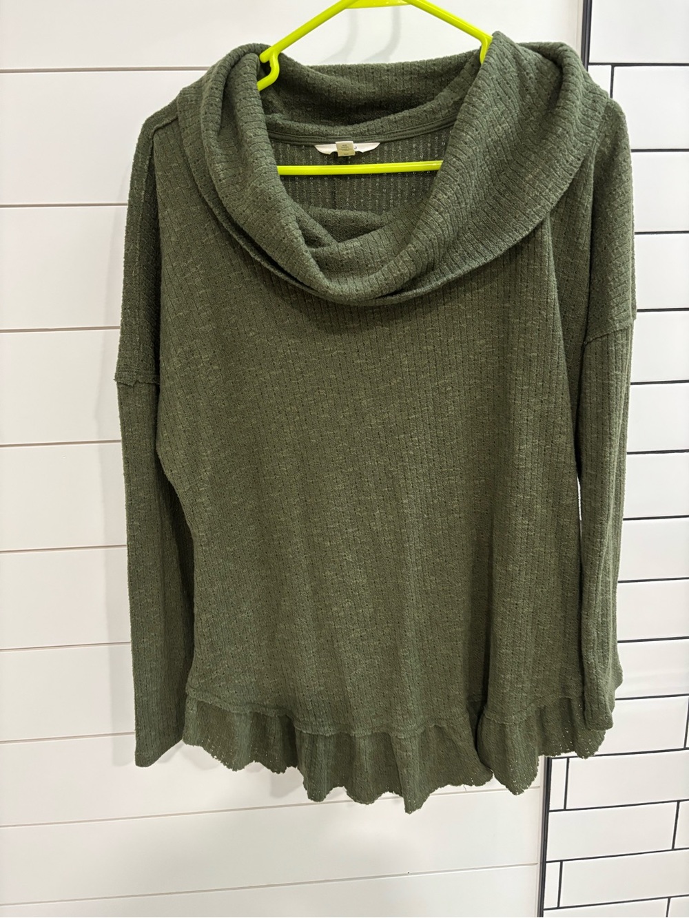 Terra & Sky Olive Green Cowl Neck Sweater